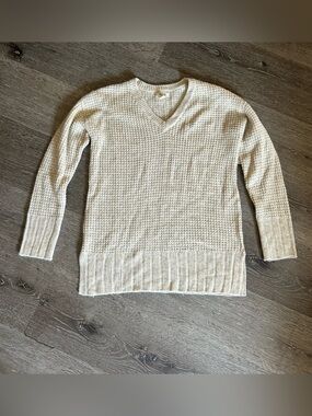 NWT XS Ana Neutral‎ Beige V Neck Knit Soft Cozy Warm Sweater